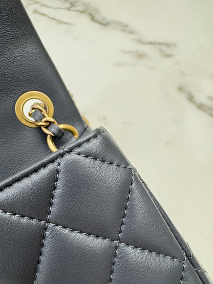 CHANEL 金球 Mini CF20 石墨灰 深灰羊皮