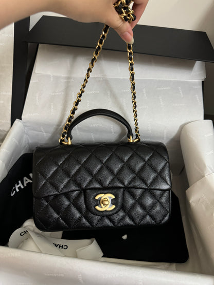 CHANEL mini cf handle 黑 Incas胎牛皮