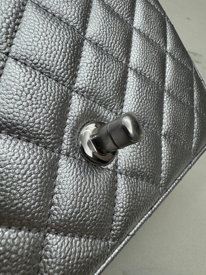 CHANEL 25B調節扣 銀色方胖子 Mini CF Square Caviar Calfskin