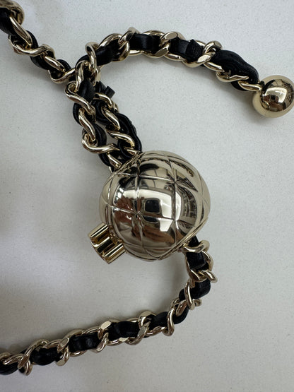 CHANEL 25K亮面淺金球 Mini CF20 Pearl Crush