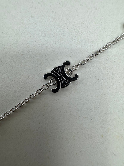 CELINE 凱旋門五花Logo手鏈 銀色