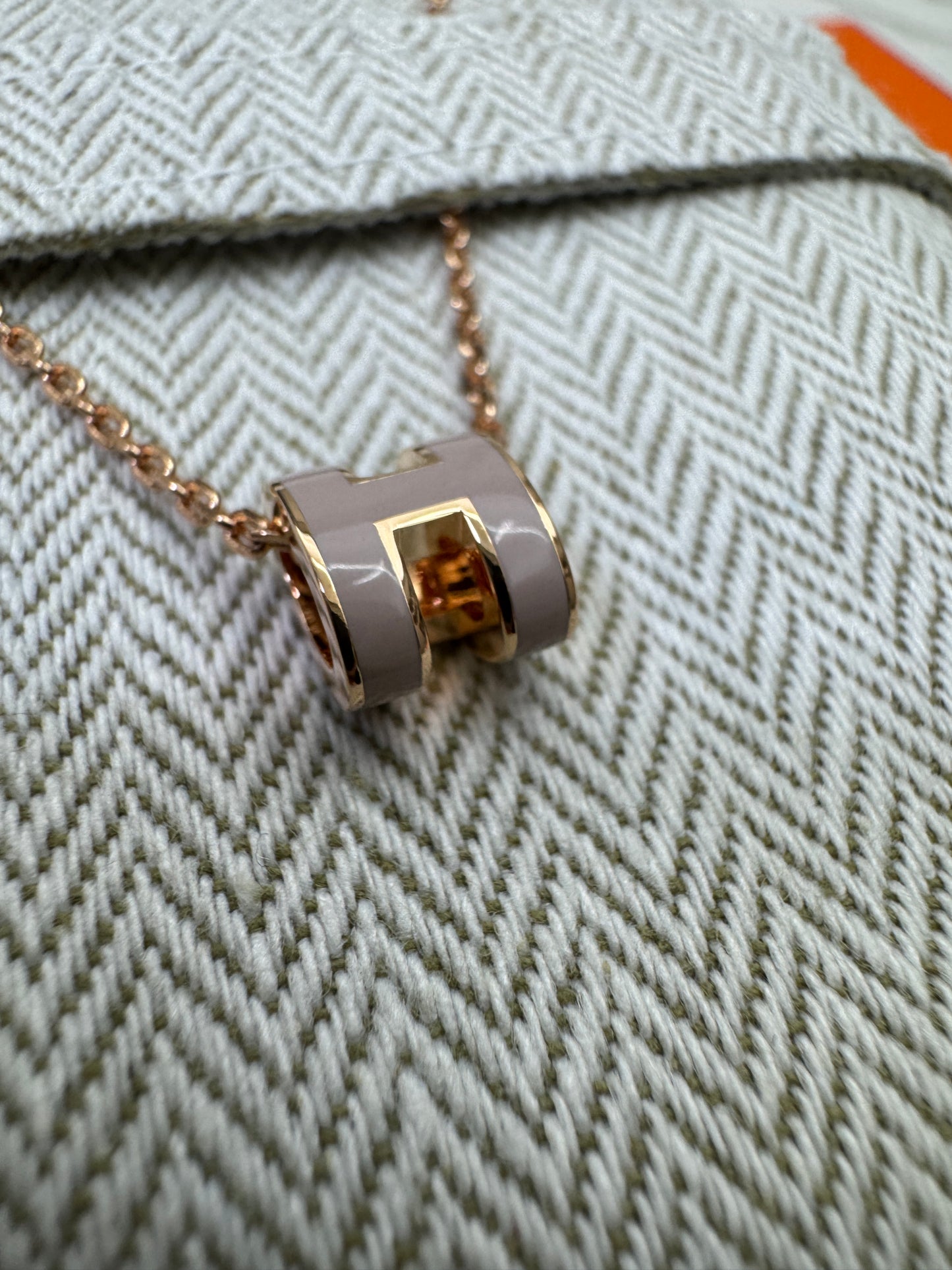 HERMES Pop H Marron Glaze 玫瑰金項鏈