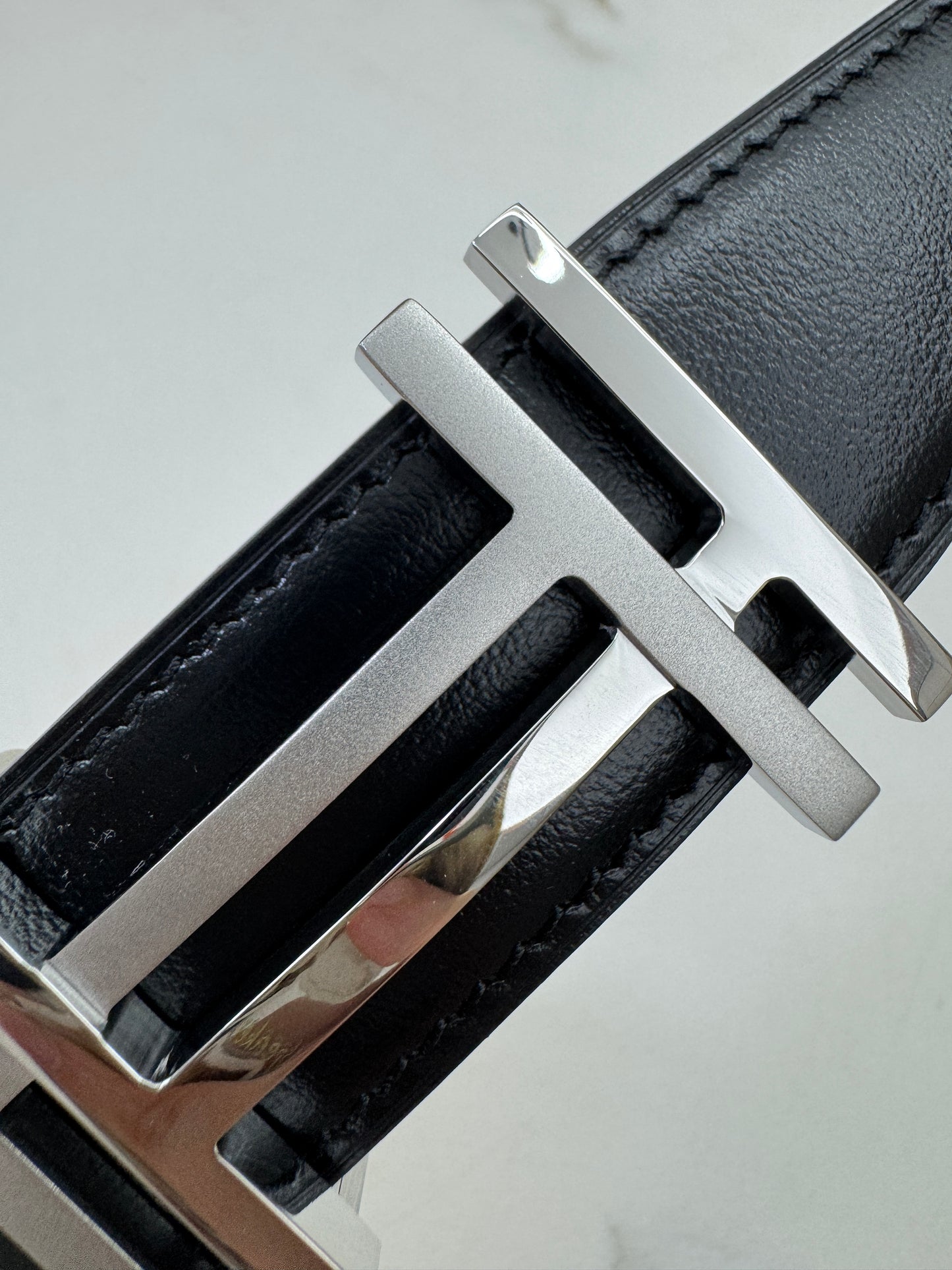 HERMES H au Carre 32mm 雙面皮帶 黑色拼烏木色