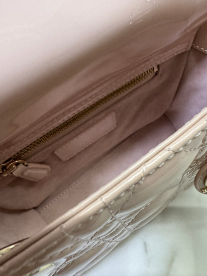 DIOR Lady Mini 三格 漆皮 淡粉 light Pink