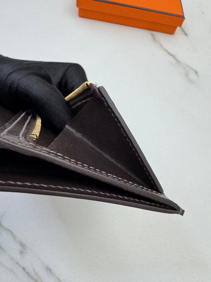 HERMES Bearn Compact Wallet 烏木色Box皮 Ebene GHW