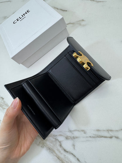 CELINE Wallet 凱旋門金扣Box皮