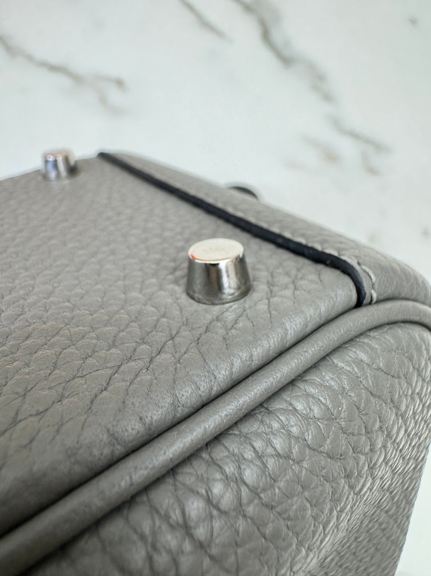 HERMES Mini Lindy 積雨雲灰銀扣 0L Gris Meyer PHW