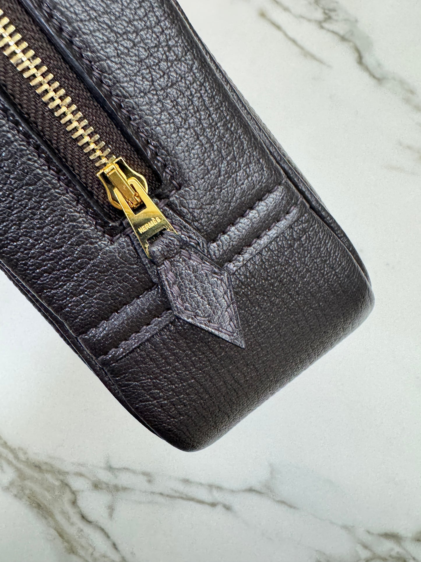 HERMES Mini Plume 一代 烏木色金扣 山羊皮 Ubene GHW Chevre Mysore