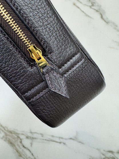 HERMES Mini Plume 一代 烏木色金扣 山羊皮 Ubene GHW Chevre Mysore