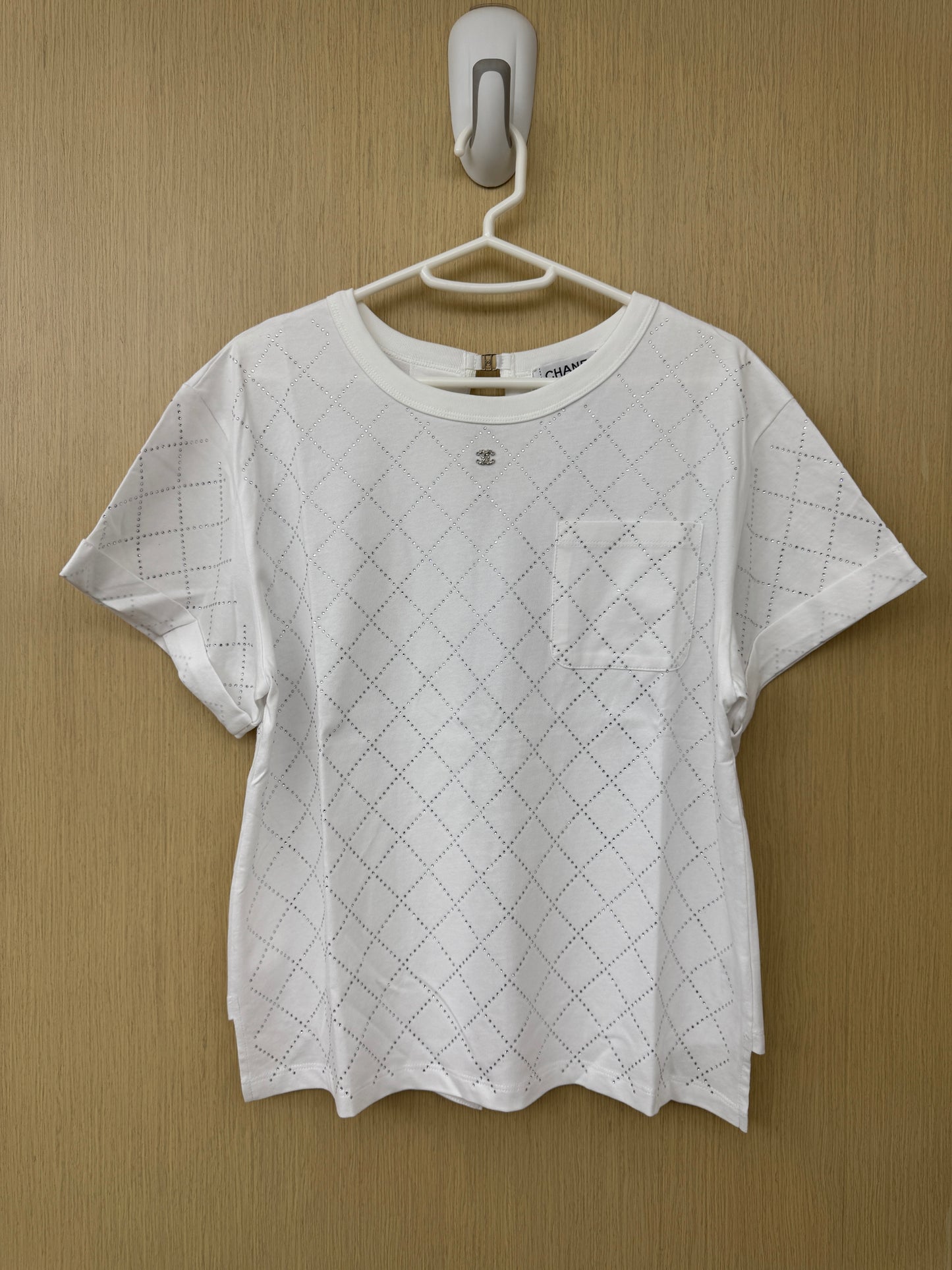 CHANEL 25S 燙鑽短袖Tee 白色