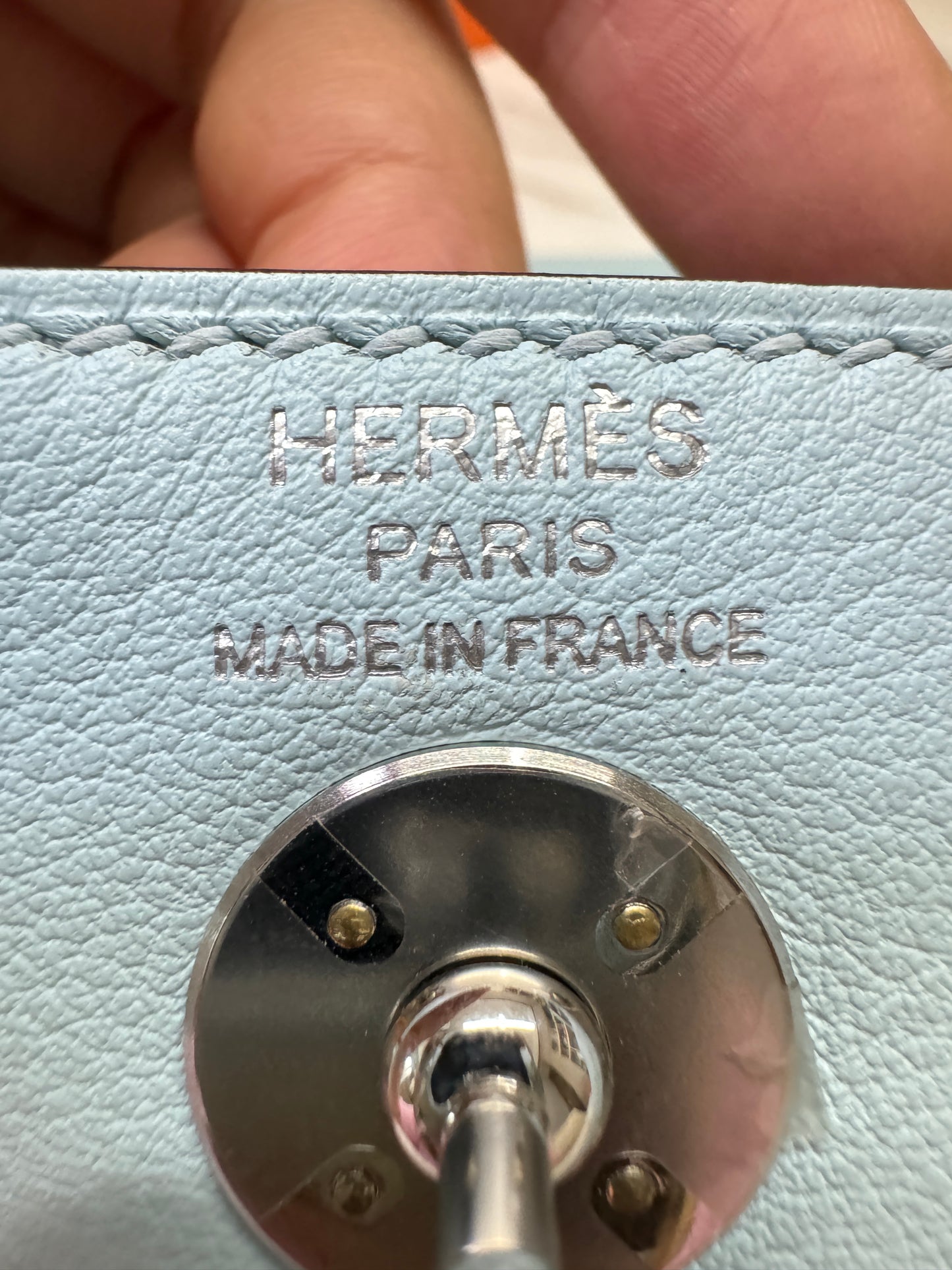 HERMES Mini Lindy 霧霾藍T0 銀扣 swift