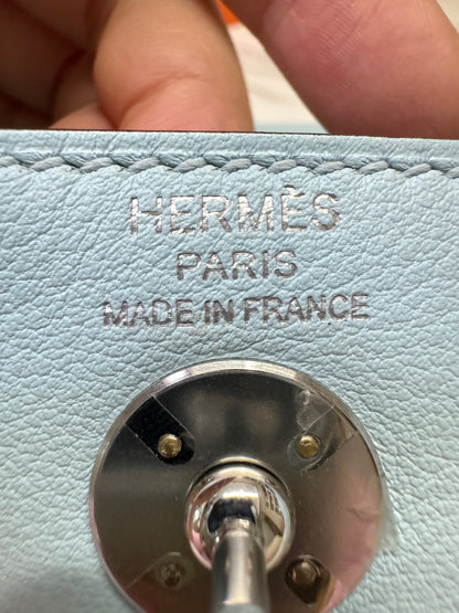 HERMES Mini Lindy 霧霾藍T0 銀扣 swift
