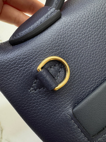 HERMES Mini 2424 午夜藍金扣 Evercolor 2Z Bleu Nuit GHW