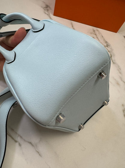 HERMES Mini Lindy 霧霾藍T0 銀扣 swift