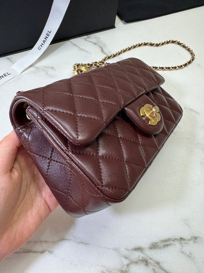 CHANEL 24K金球 20cm 深紅棕色