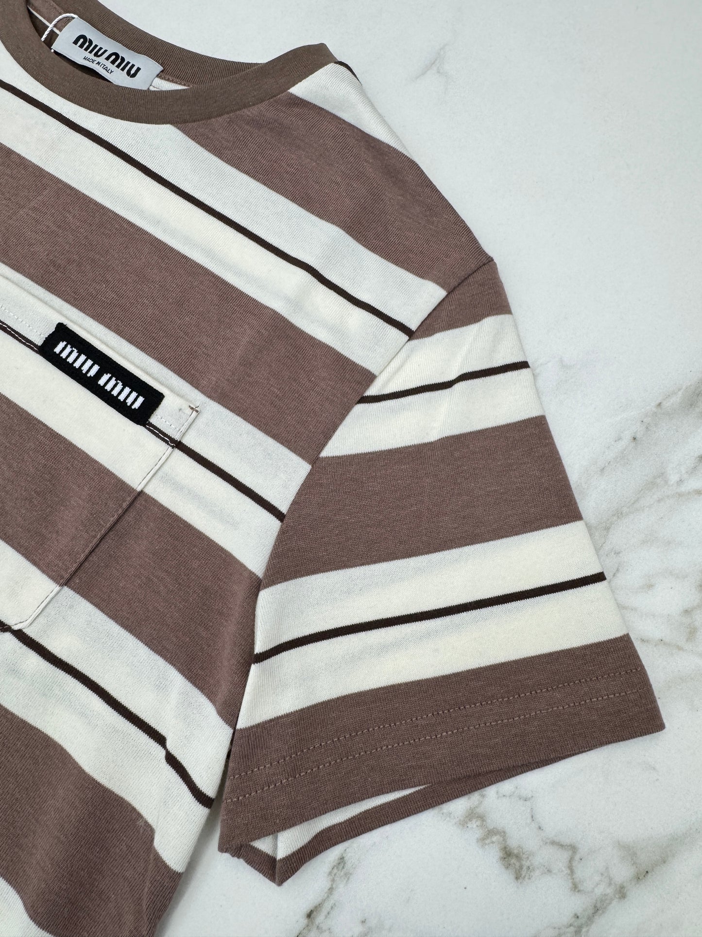 MIU MIU 針織條紋T恤