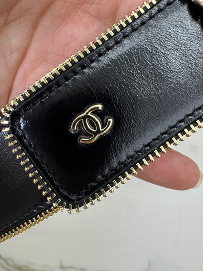 CHANEL 拉鏈皮帶 黑金