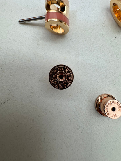 HERMES Mini Pop H 耳釘 淺粉拼粉紅
