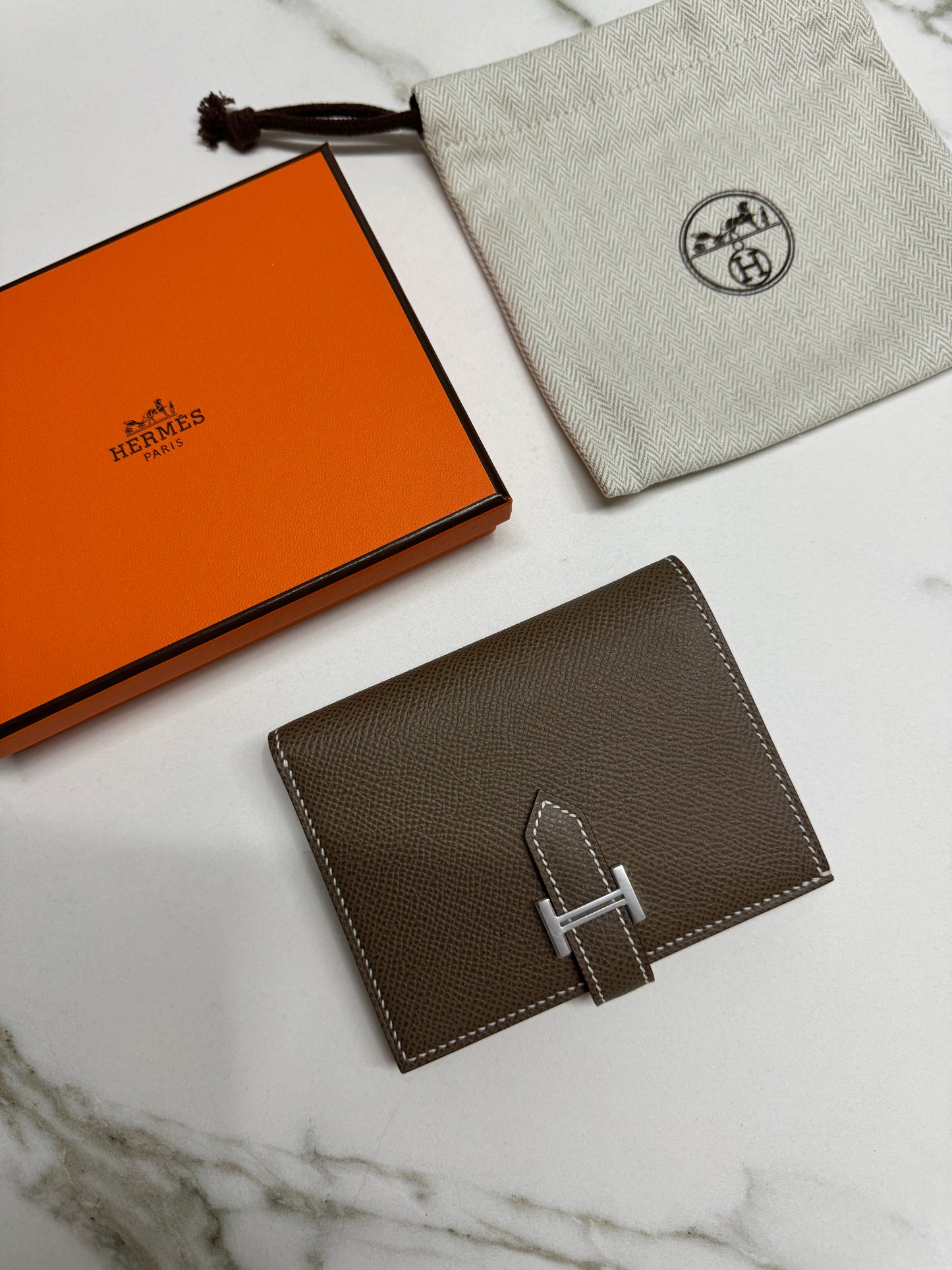 HERMES Bearn Wallet 大象灰 銀扣