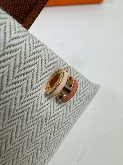 HERMES Mini Pop H 耳釘 淺粉拼粉紅