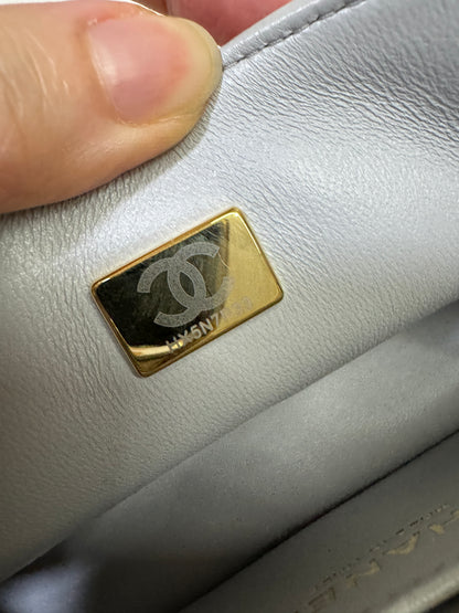 CHANEL Mini CF Handle 25P 淺灰色羊皮