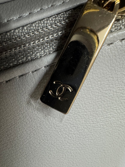 CHANEL Mini CF Handle 25P 淺灰色羊皮