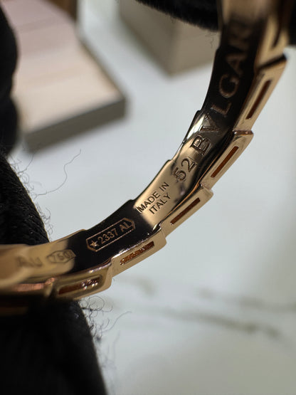 BVLGARI Serpenti 白貝母拼鑽 玫瑰金戒指