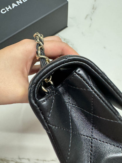 CHANEL CF20 羊皮 黑色淡金扣