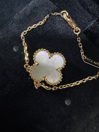 VCA Vintage Alhambra 白貝母金色項鏈