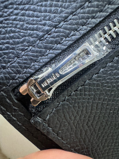 HERMES Bearn Compact Wallet 黑銀 短款 Epsom PHW