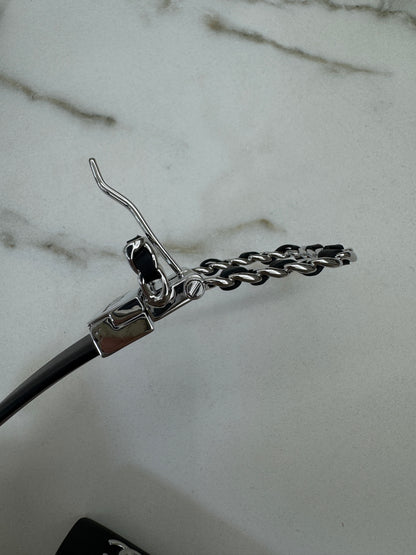 CHANEL Belt 雙面皮帶銀扣 酒紅拼黑