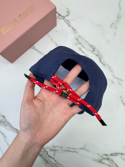 MIU MIU 後抽繩鴨舌帽 深藍