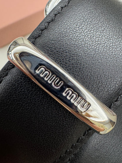 MIU MIU 黑銀皮帶 30mm
