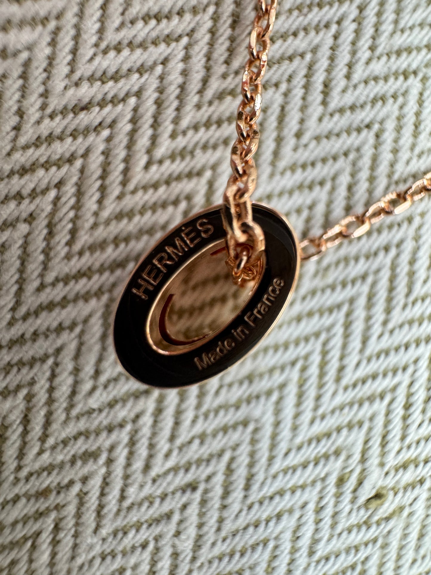 HERMES Mini Pop H 白色玫瑰金項鏈