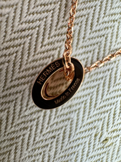 HERMES Mini Pop H 白色玫瑰金項鏈