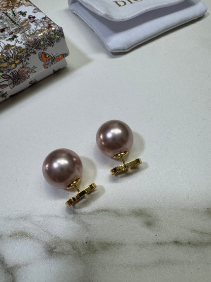 DIOR 前後戴粉紅色珍珠耳環