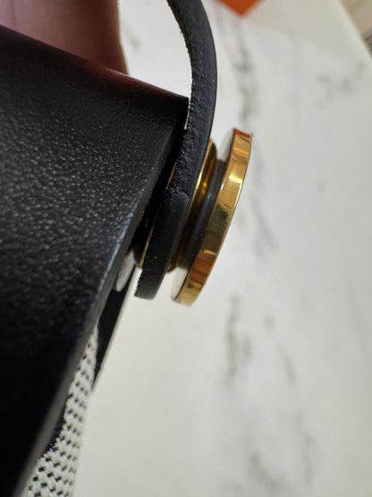 HERMES Mini Herbag 熊貓色 金扣 H Viking 帆布