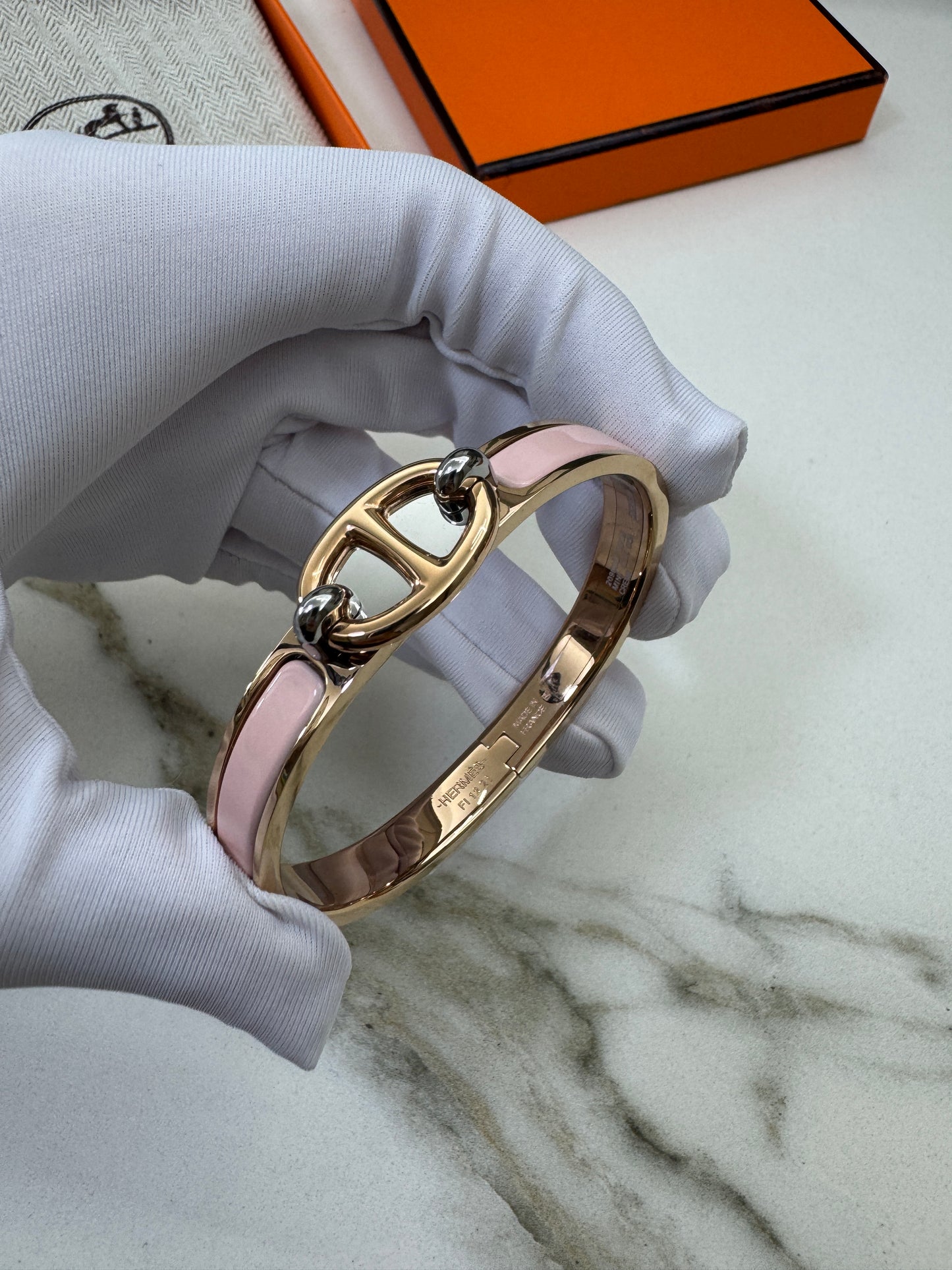 HERMES Mini Clic Chaine d’Ancre Bracelet 粉紅色玫瑰金手鐲