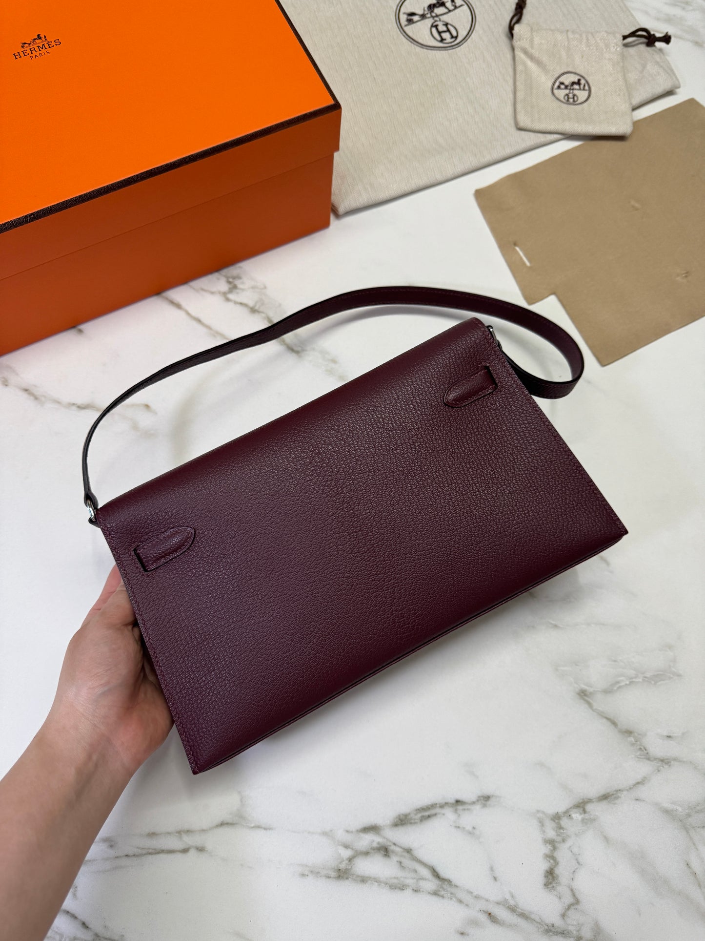 HERMES Kelly Elan 山羊皮 愛馬仕紅 Rough H PHW