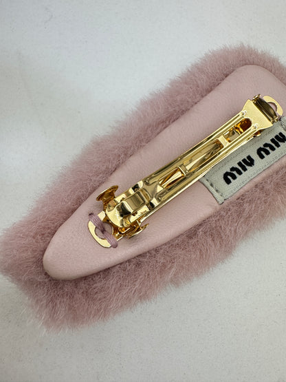 MIU MIU 水貂毛粉紅色髮夾