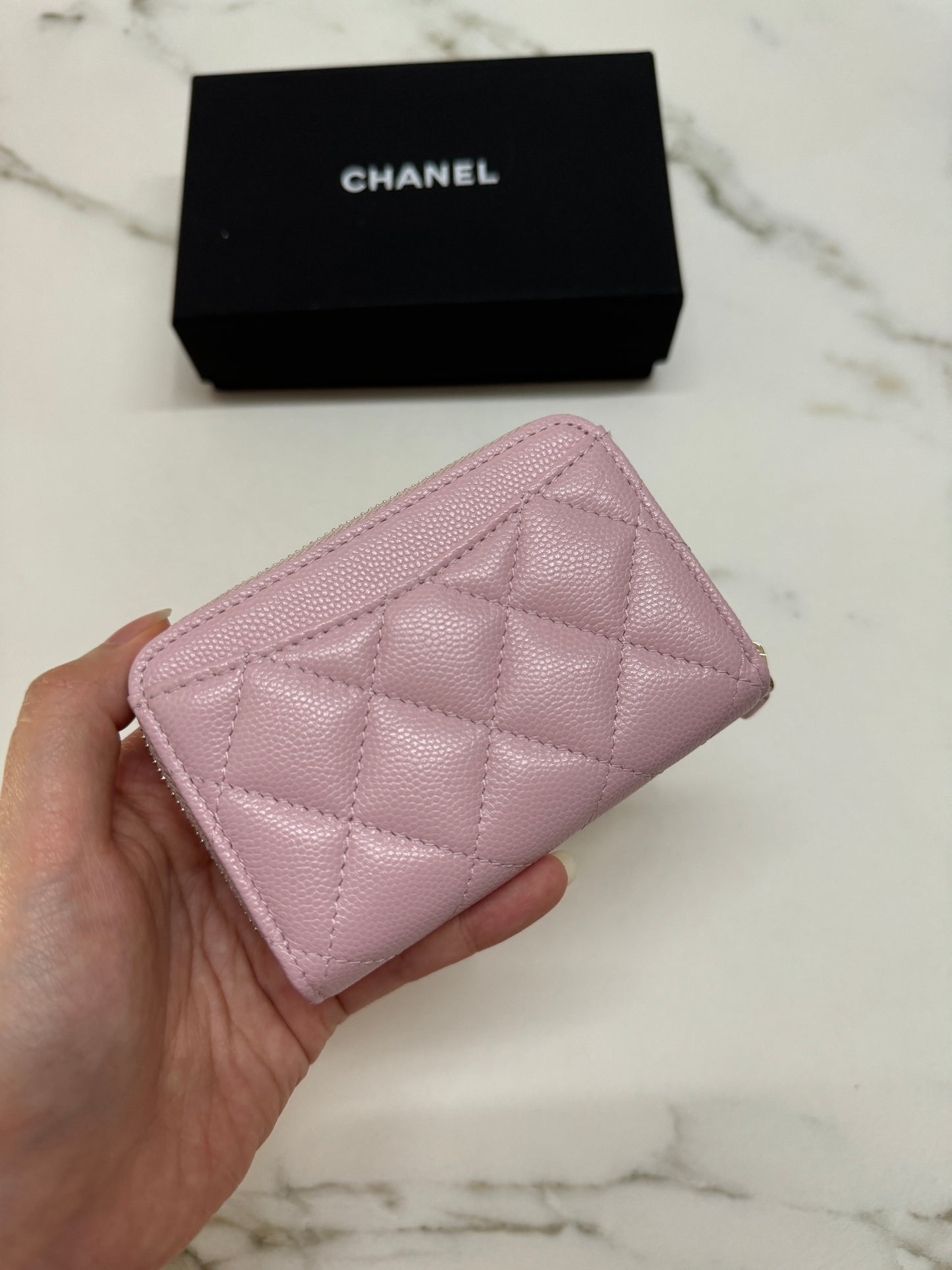 CHANEL Cardholder 拉鍊零錢包 24P櫻花粉