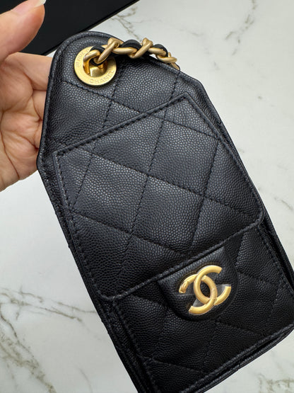CHANEL Mini 25 Bag 黑色荔枝皮 金扣 Caviar Calfskin GHW