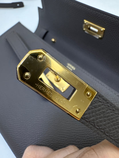 HERMES Kelly to-go 錫器灰金扣 Epsom