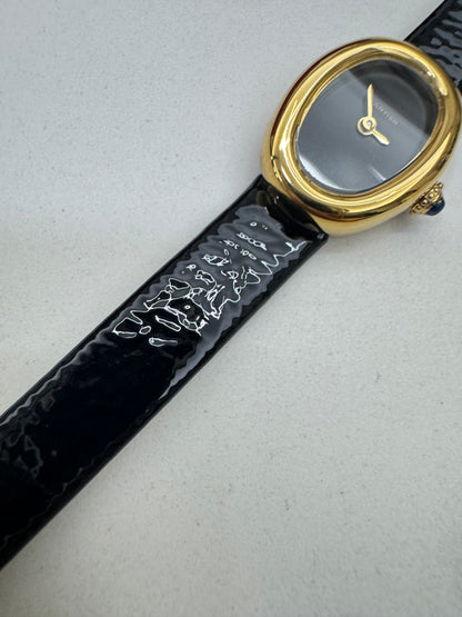 CARTIER Baignoire 亮面皺褶牛皮錶帶