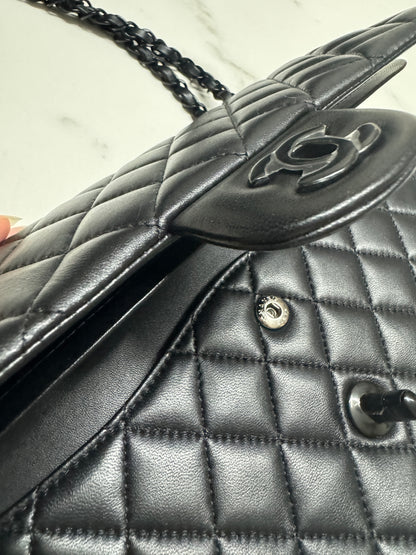 CHANEL CF25 so black 閃粉黑/珠光黑 羊皮 Classic Flap Medium