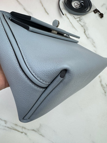 HERMES Mini 2424 木偶灰銀扣 Evercolor Gris Platin PHW