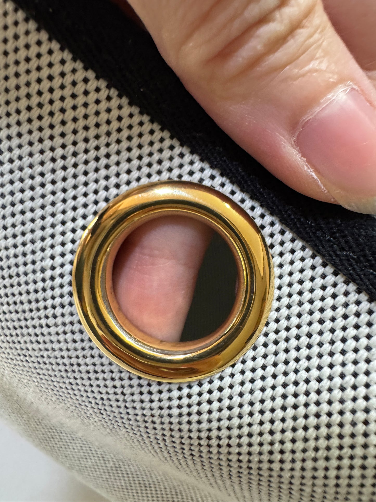 HERMES Mini Herbag 熊貓色 金扣 H Viking 帆布