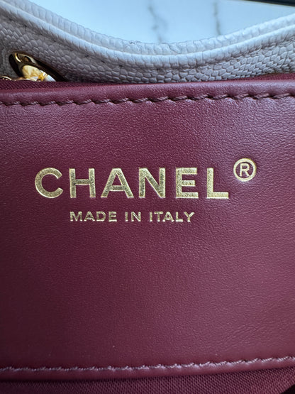 CHANEL Mini 25Bag 白色亮金扣
