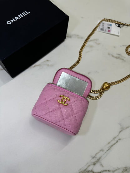 CHANEL 愛心金球小盒子 粉