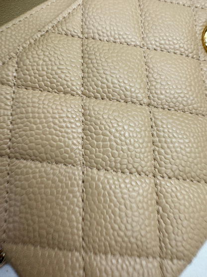 CHANEL CF23 Small 米杏色牛皮金扣 Beige Caviar Calfskin GHW
